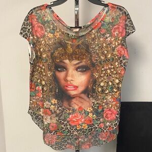 Blush Multicolor Artistic Print Blouse